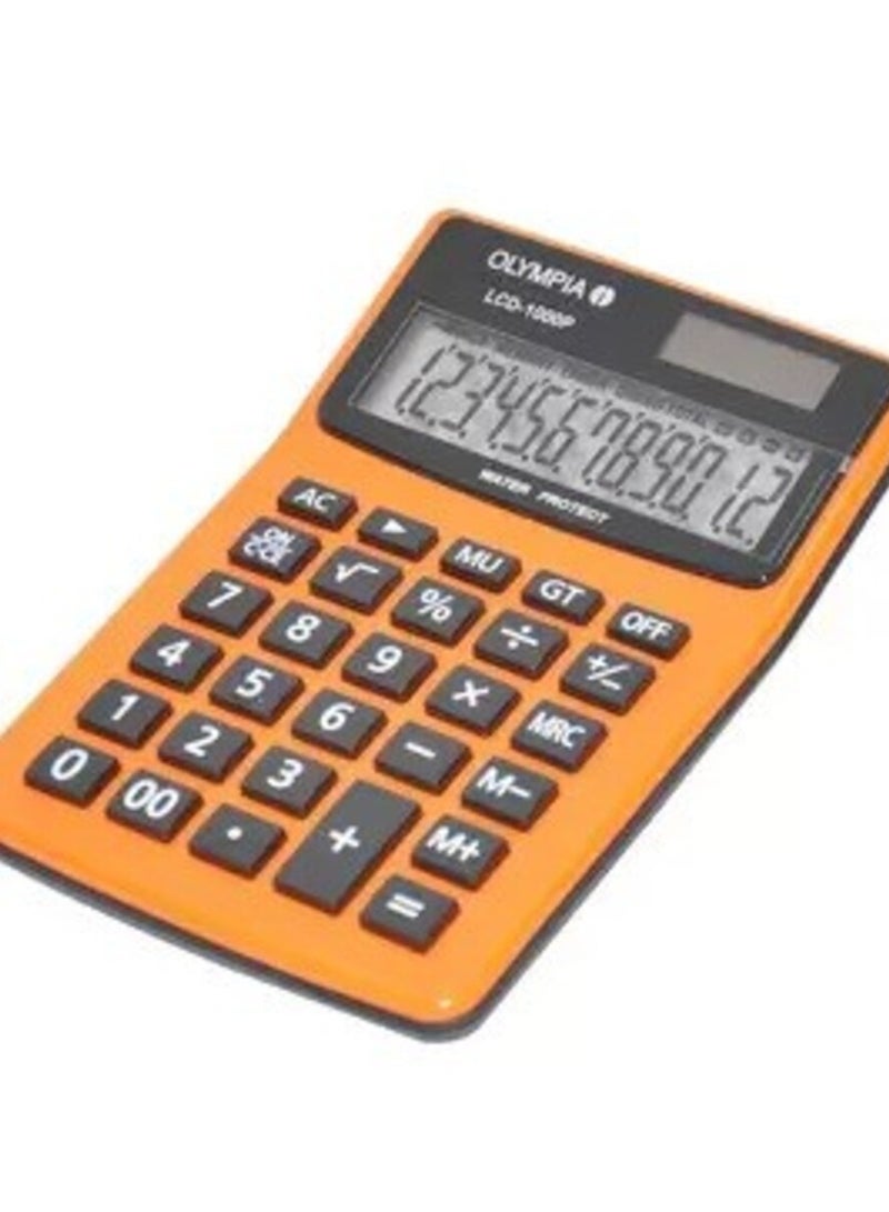 Olympia Pocket Calculator 12 Digits Orange Color, LCD1000P - OLCA4685