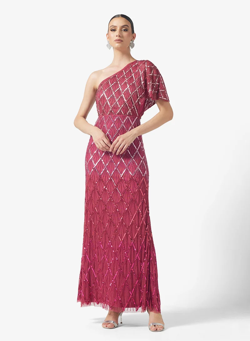 Amelia Rose Cape Sleeve Embellished Midi Dress