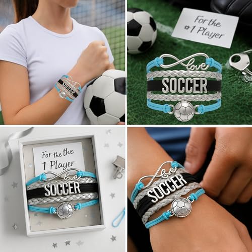 Infinity Collection Blue Love Adjustable Soccer Bracelet– Gift for Soccer Players - Image 2