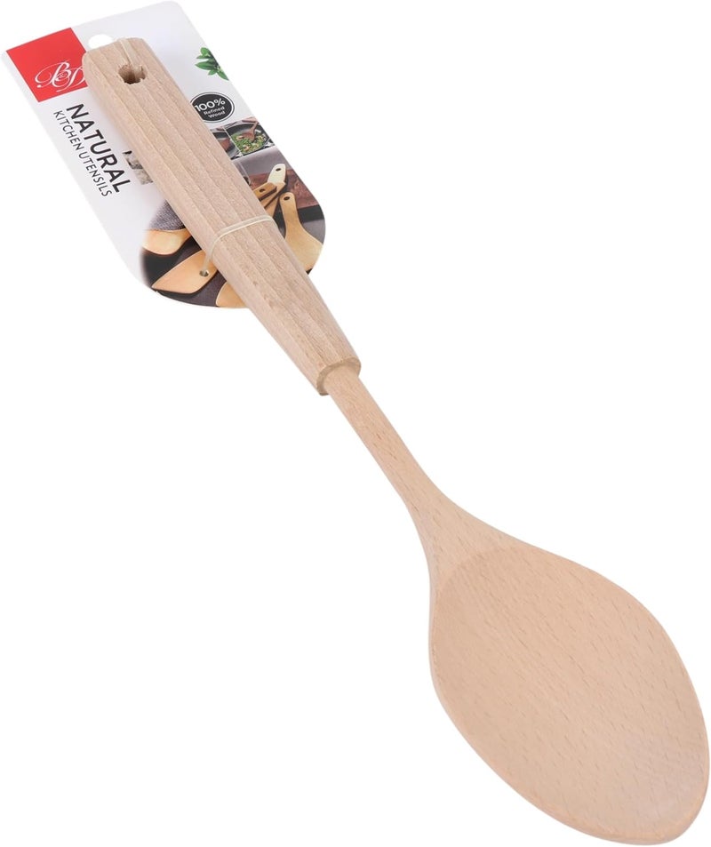 B&D Natural Wooden Kitchen Spoon, Beechwood Cooking Utensil, 33.5cm Length - Image 3