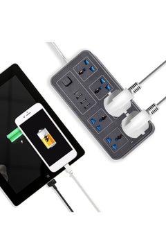 Generic Extension SOCKET BOARD with 6 AC Sockets& 3 USB 1 Type C Port , 6FT Extension Cord Surge Protector for Home Office Dorm Power Button Safe to Use .Flat Plug, Wall Mountable, Desk USB Charging Station, Ideal for All Electronic Devices,Black UK Plug  - Image 3