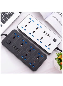 Generic Extension SOCKET BOARD with 6 AC Sockets& 3 USB 1 Type C Port , 6FT Extension Cord Surge Protector for Home Office Dorm Power Button Safe to Use .Flat Plug, Wall Mountable, Desk USB Charging Station, Ideal for All Electronic Devices,Black UK Plug  - Image 1