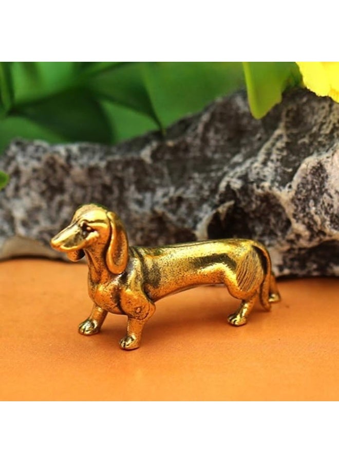 My Souq Store: Small Brass Dachshund Dog FigurineGold Tone Office & Home Decor Statue - Image 2