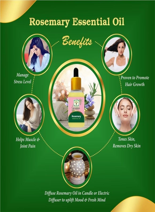 DR ARYA Rosemary Essential Oil for Hair Growth | Rosemary Essential Oil For Hair Growth, Hairfall Control, Dandruff & Skin | Non Greasy Rosemary Oil for Skin, Body and Shiny Soft Hair | Hair Oil For Women & Men - 20 ml - Image 5