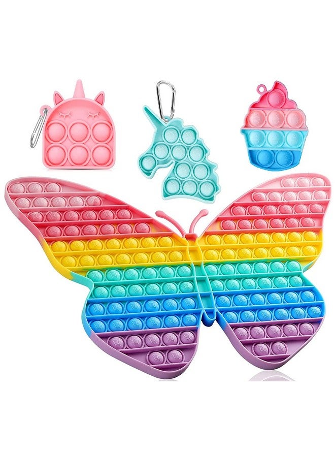 FunBlast Pop it Set (Pack of 4) Jumbo Butterfly Pop it Fidget Toy, Kids Toys, Pop Bubble Fidget Toys Big Size -162 Bubbles - (Multicolor) - Image 1