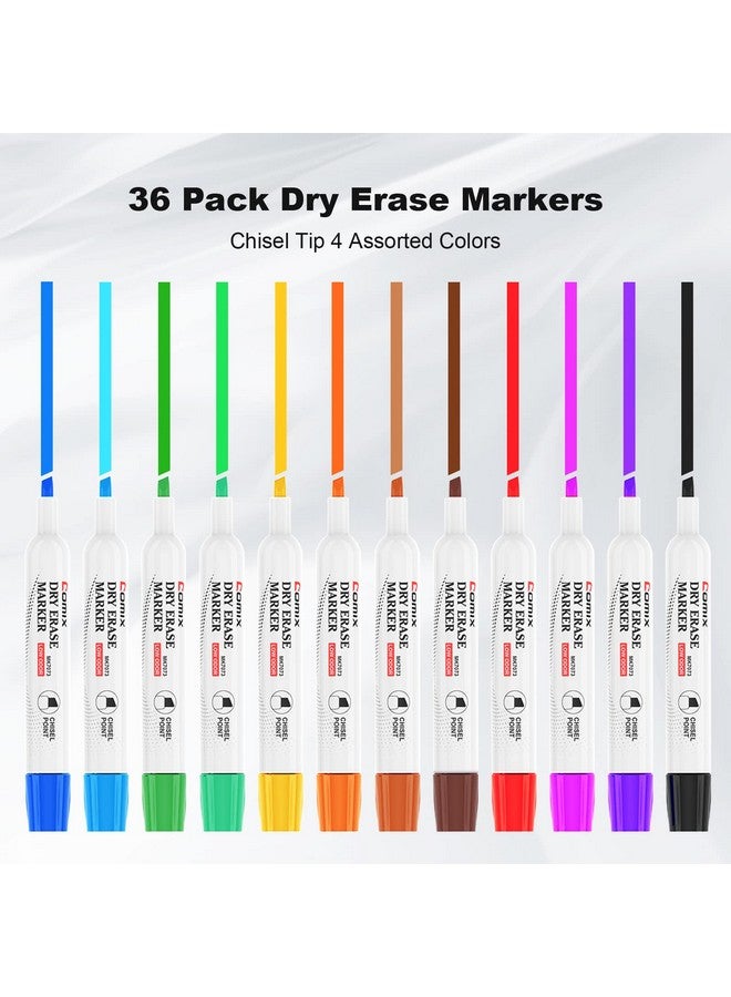 COMIX Dry Erase Markers Chisel Tip White Board Markers 36 Count 12 Assorted Colors Low Odor Markers For Kids Teachers Office & School Supplies - Image 3