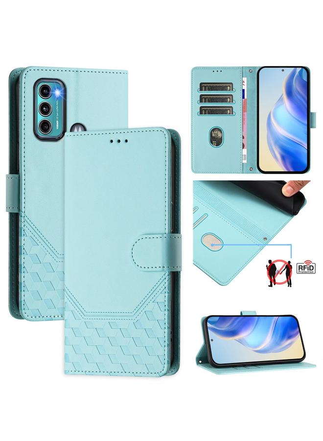 S-TOP Case For Motorola Moto G60 / G40 Fusion Honeycomb Embossing RFID Leather Phone Case - Image 1