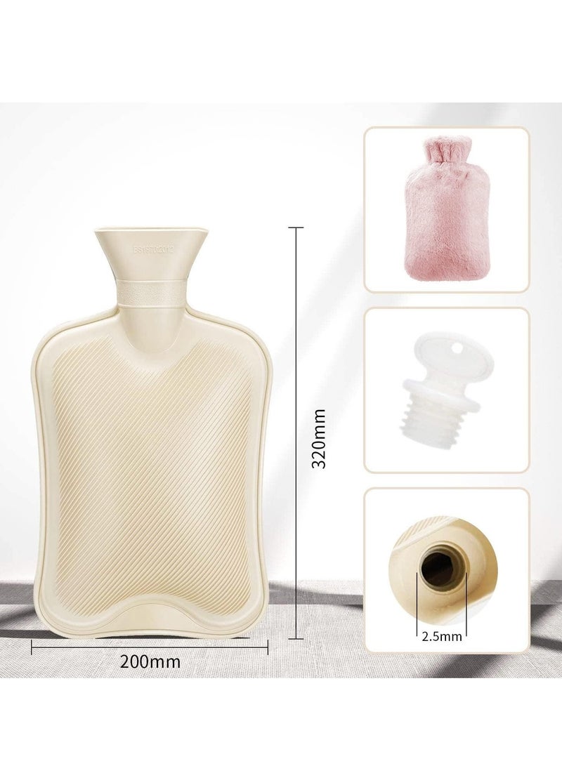 LIMOS Hot Water Bottle with Soft Cover (2 Liter) Classic Rubber Hot Water Bag for Cramps, Neck, Shoulders Pain Relief, Hot Cold Pack for Hot and Cold Therapy and Feet Warmer, Great Gift for Women and Men - Image 2