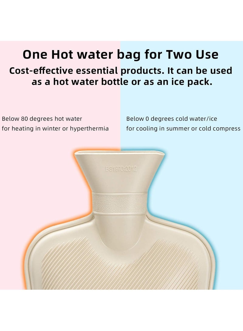 LIMOS Hot Water Bottle with Soft Cover (2 Liter) Classic Rubber Hot Water Bag for Cramps, Neck, Shoulders Pain Relief, Hot Cold Pack for Hot and Cold Therapy and Feet Warmer, Great Gift for Women and Men - Image 3