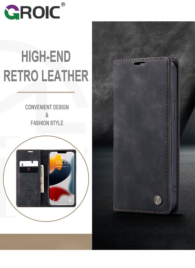 GROIC - For iPhone 16 Pro Max Phone Case, Luxury Leather Wallet Cover, Leather Wallet Case Classic Design with Card Slot and Magnetic Flip Folding Case,iPhone 16 Pro Max Phone Shell 6.9'' - Image 1