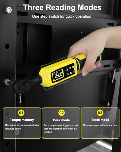 ATsafepro 1/4" Digital Torque Wrench (4-265.6 in.lbs) w/Color Screen, 5 Units, ±2% Accuracy, Buzzer/Vibration/LED, Inch Pound Torque Wrench Set Includes Extension & 1/4 to 3/8 Adapter for Bike, Motor, DIY - Image 4