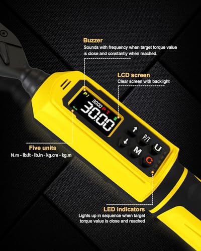 ATsafepro 1/4" Digital Torque Wrench (4-265.6 in.lbs) w/Color Screen, 5 Units, ±2% Accuracy, Buzzer/Vibration/LED, Inch Pound Torque Wrench Set Includes Extension & 1/4 to 3/8 Adapter for Bike, Motor, DIY - Image 5