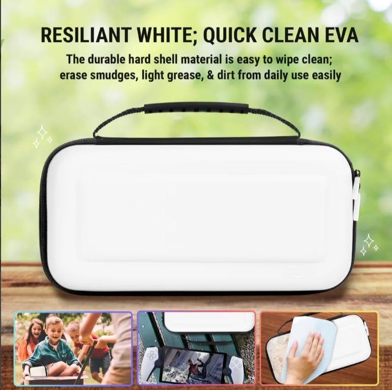Orzly Carry Case designed for Playstation Portal remote player for PS5 Console holds accessories, Travel and Storage Protection for headset charger and more WHITE/BLACK - Easy Clean Case Gift box Edition - Image 3