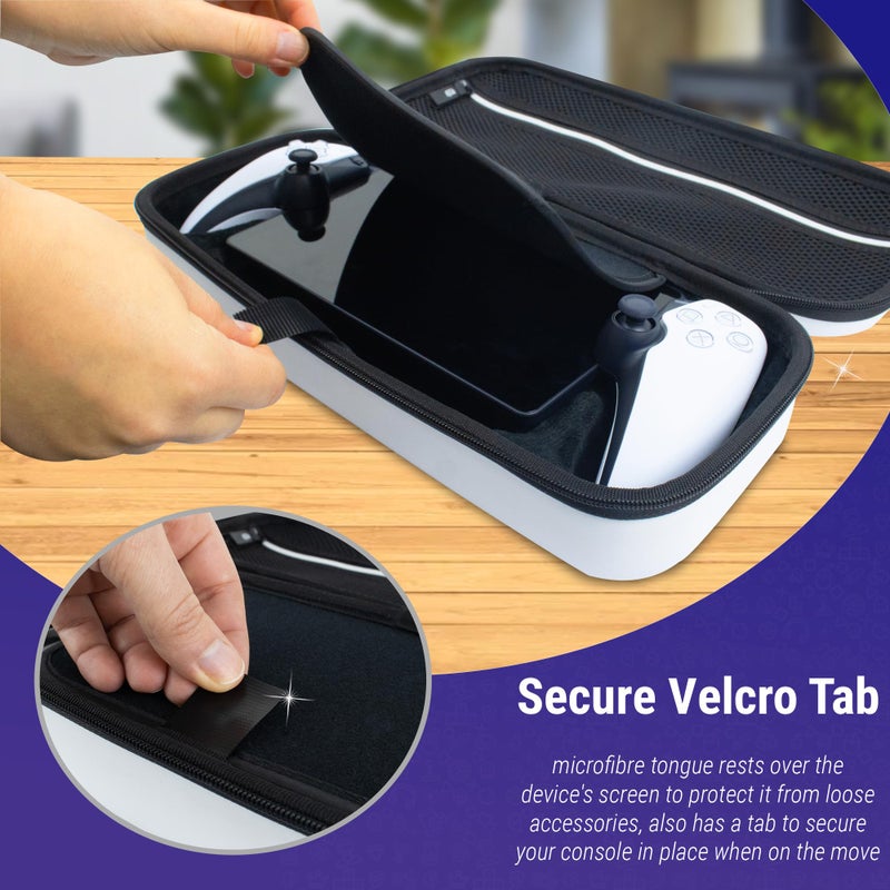 Orzly Carry Case designed for Playstation Portal remote player for PS5 Console holds accessories, Travel and Storage Protection for headset charger and more WHITE/BLACK - Easy Clean Case Gift box Edition - Image 4