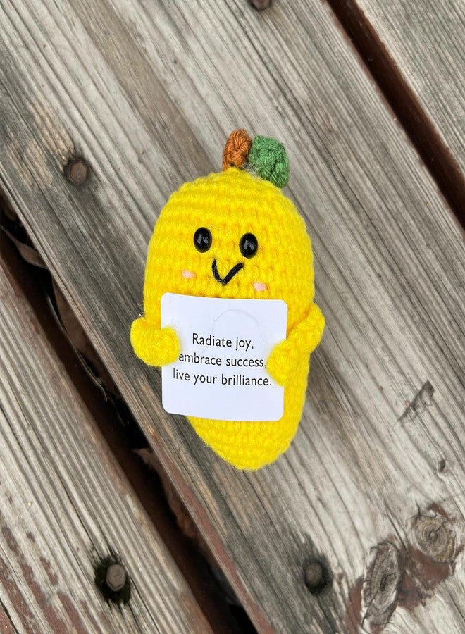 PLWalker Emotional Support Mango Gifts Crochet, Positive Fruit Cute Funny Cool Office Desk Decor Decorations for Her Women Men (Mango-1) - Image 2