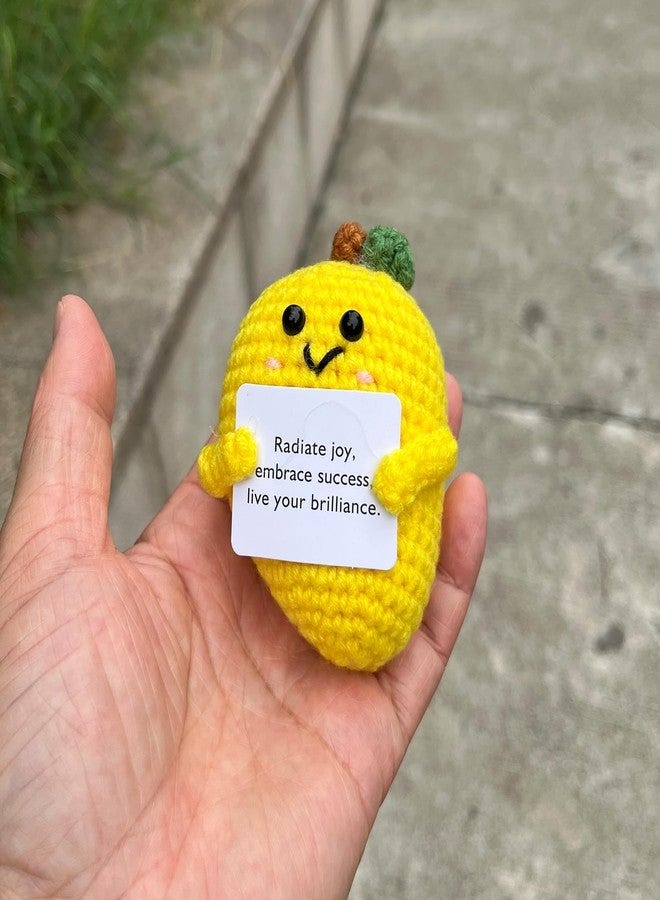 PLWalker Emotional Support Mango Gifts Crochet, Positive Fruit Cute Funny Cool Office Desk Decor Decorations for Her Women Men (Mango-1) - Image 3