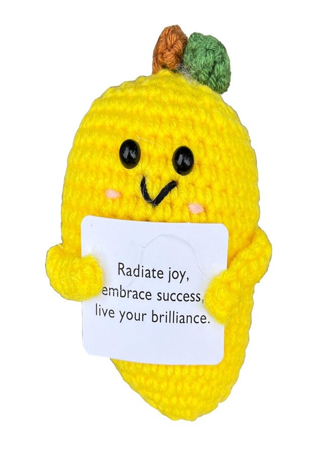 PLWalker Emotional Support Mango Gifts Crochet, Positive Fruit Cute Funny Cool Office Desk Decor Decorations for Her Women Men (Mango-1) - Image 1