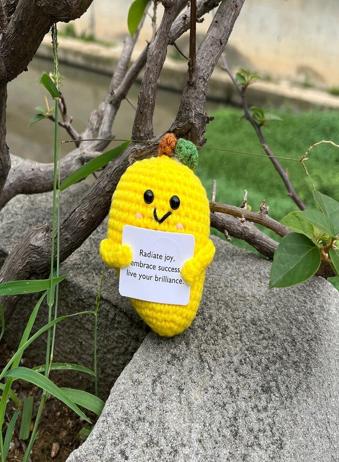 PLWalker Emotional Support Mango Gifts Crochet, Positive Fruit Cute Funny Cool Office Desk Decor Decorations for Her Women Men (Mango-1) - Image 4