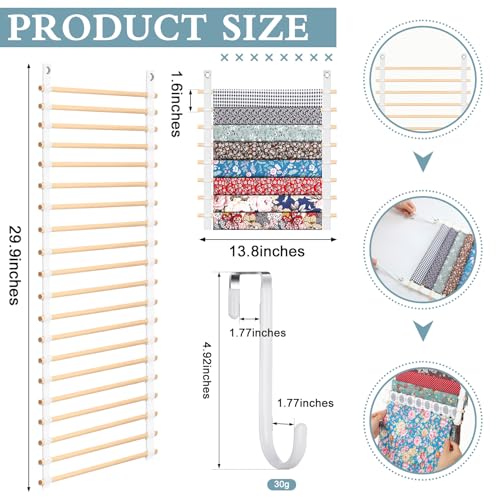 Anglechic 20Shelf Hanging Wall Fabric Organizer Over The Door Cloth Organizer with 4 Hooks Closet Hanging Fabric Storage for Sewing Quilting Collection138 Inch - Image 3