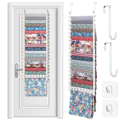 Anglechic 20Shelf Hanging Wall Fabric Organizer Over The Door Cloth Organizer with 4 Hooks Closet Hanging Fabric Storage for Sewing Quilting Collection138 Inch - Image 1