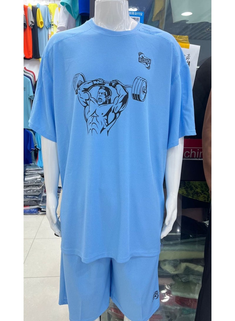 ALCOACH Men's Cotton Sports T-Shirt and Comfortable Shorts Set - Perfect for Gym Training Running and Outdoor Outings  - Image 4