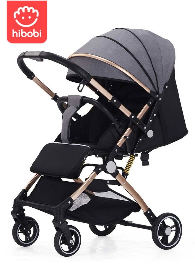 hibobi Luxury Multi-Functional Foldable and Portable Baby Stroller, With a Reversible Handle and Shock-Absorbing Spring,Lightweight Baby Stroller  - Image 1