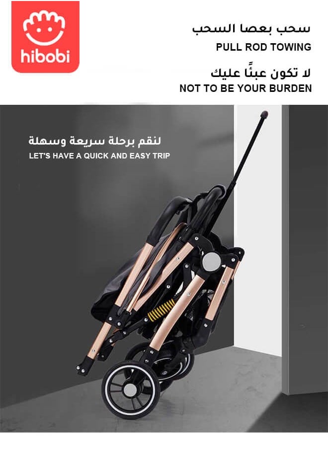 hibobi Luxury Multi-Functional Foldable and Portable Baby Stroller, With a Reversible Handle and Shock-Absorbing Spring,Lightweight Baby Stroller  - Image 3
