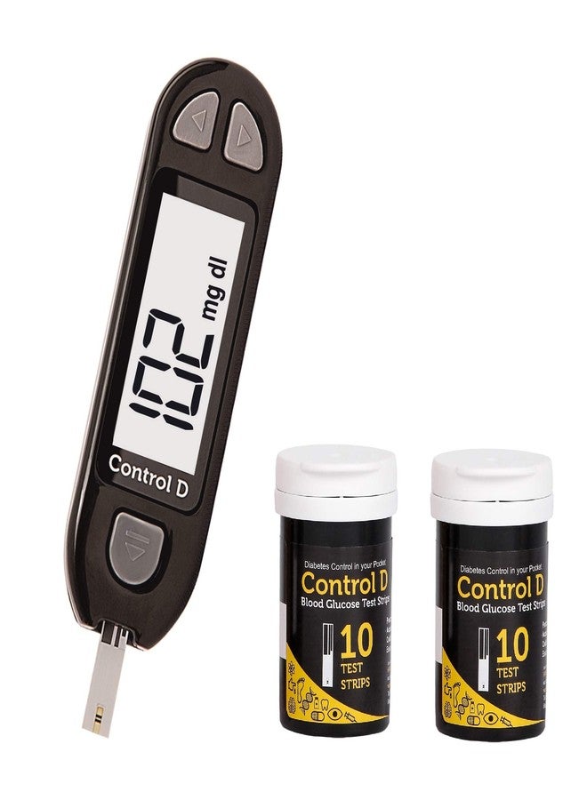 كونترول_دي جهاز قياس نسبة السكر في الدم Control D (عبوة من 20 شريط اختبار، أسود) | جهاز قياس نسبة السكر في الدم - Image 1