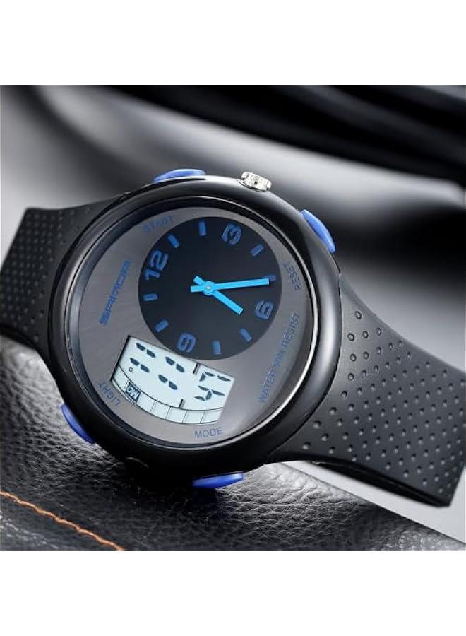 Cool Watches for Men Unique Unusual Different Designer Watch Dual Time Zone Analog Digital Young Mens Wristwatch Waterproof - Image 3