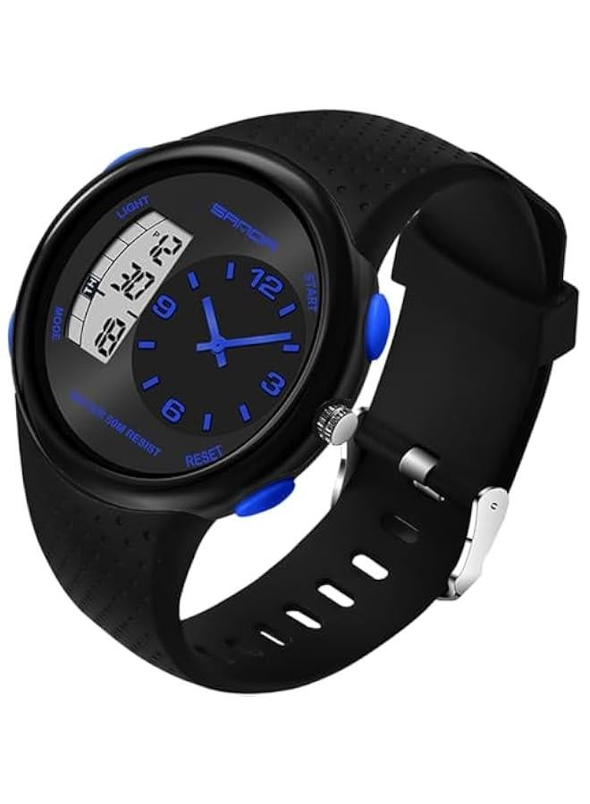 Cool Watches for Men Unique Unusual Different Designer Watch Dual Time Zone Analog Digital Young Mens Wristwatch Waterproof - Image 1