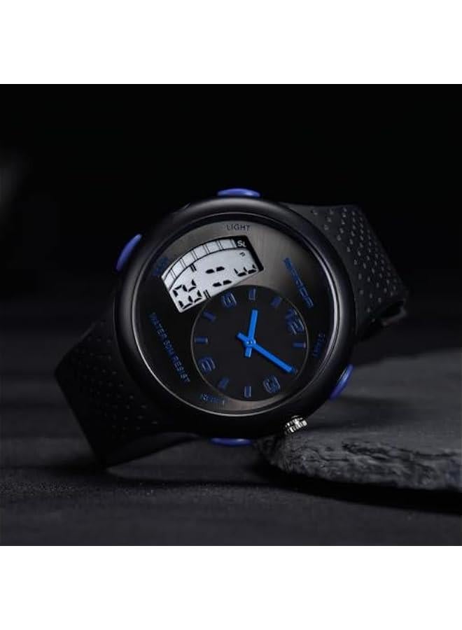 Cool Watches for Men Unique Unusual Different Designer Watch Dual Time Zone Analog Digital Young Mens Wristwatch Waterproof - Image 2