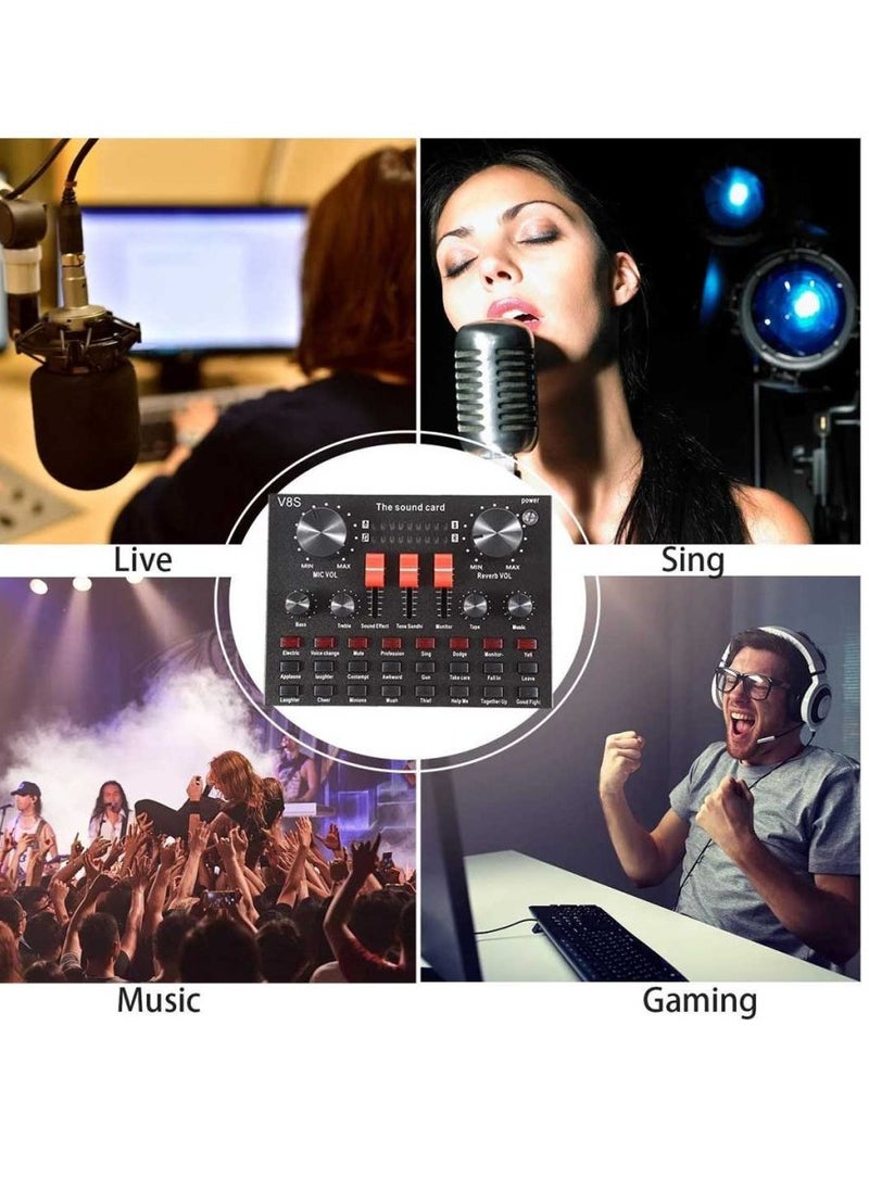 ELTRAZONE V8S Live Sound Card Bluetooth Audio Mixer – All-in-One Portable Voice Changer with 16 Sound Effects, Studio-Quality Streaming Audio Interface for Live Broadcast, Podcasting, Singing, Gaming, and Voice Recording with Mobile  PC Compatibility - Image 4