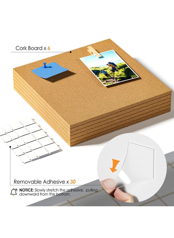 MaxGear Large Cork Board For Wall 36" X 24", 6 Pack Cork Board Tiles With Safe Removable Adhesive Tabs, 12" X 12" Cork Squares For Office, School & Home - Image 2