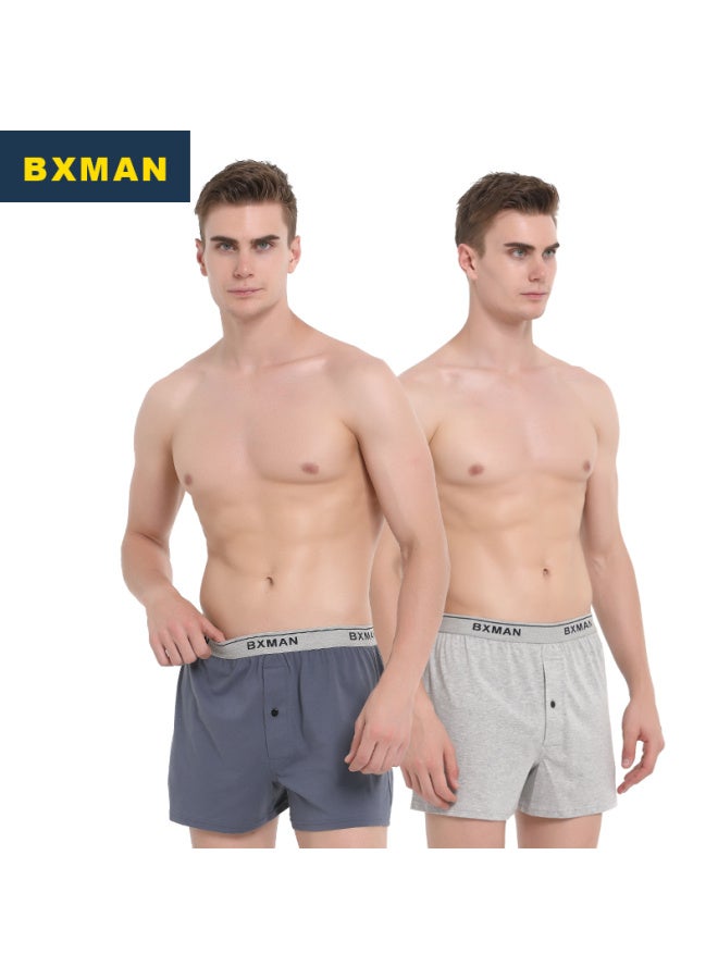 Bxman Pure Cotton Loose Men's Underwear, Boxer Briefs, Knitted Elastic Aro Pants, Plus Size, 2-pack Ek0203 M - Image 1