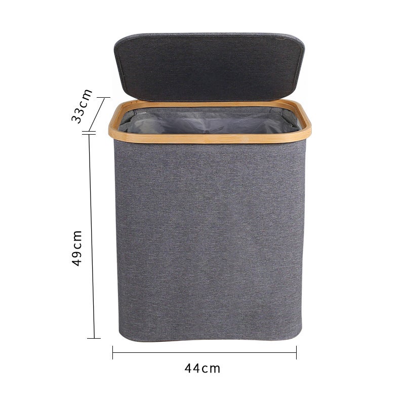 Dirty Clothes Basket Bedroom With Inner Bag With Lid Foldable Bamboo And Wood Dirty Clothes Storage Basket Bathroom Large Dirty Clothes Basket - Image 1