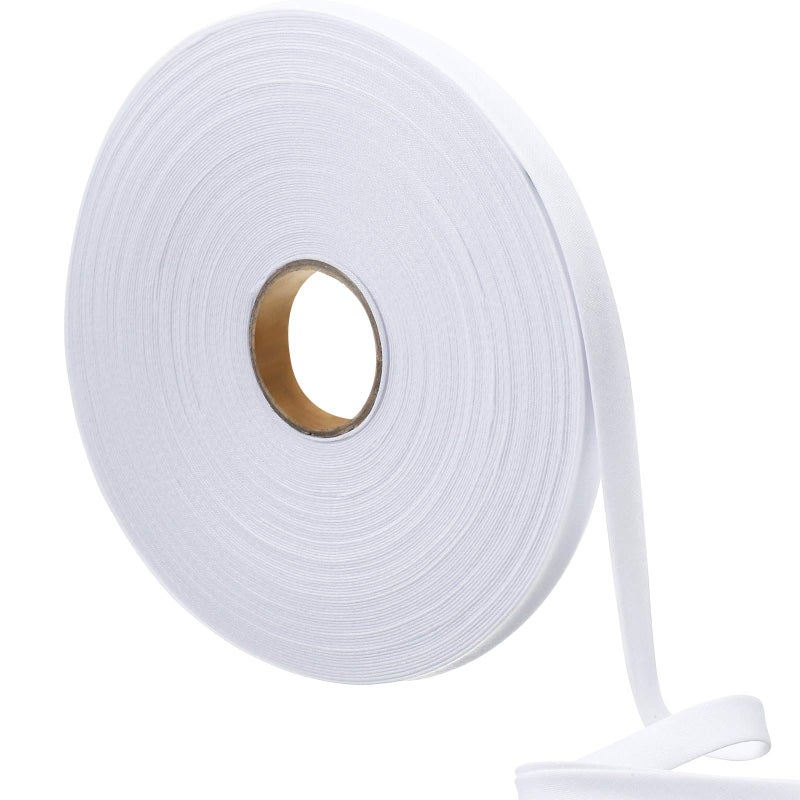 Jetec 12 Inch Double Fold Bias Tape Bias Binding Wide Fold Cotton Tape for Sewing Seaming Hemming Piping Quilting Projects30 YardsWhite