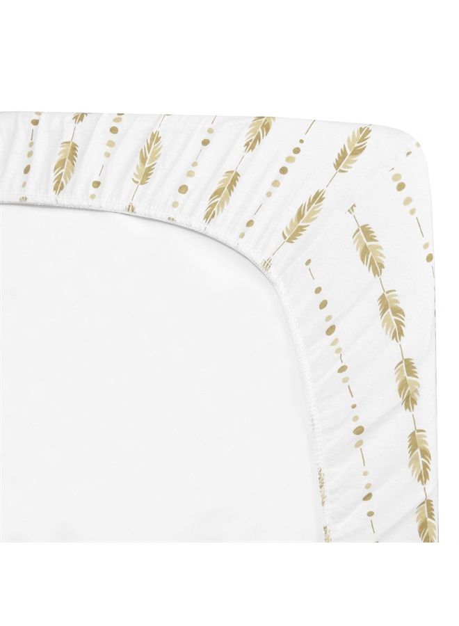 American Baby Company Printed 100% Cotton Jersey Knit Fitted Crib Sheet for Standard Crib and Toddler Mattresses, Taupe Feathers, for Boys and Girls 
