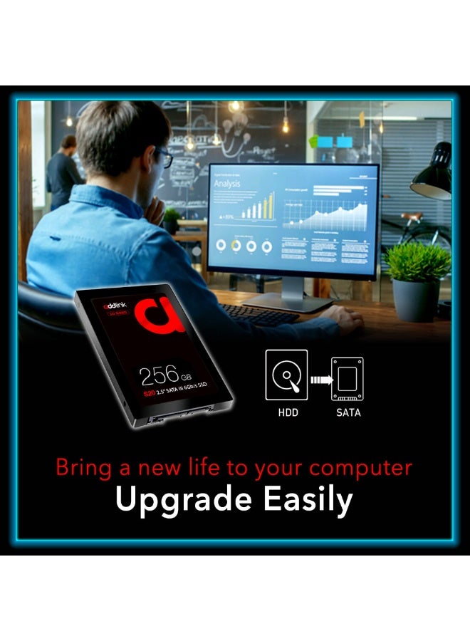 آدد لينك S20 256GB SSD داخلي متوافق مع PS4 SATA III بحجم 2.5 بوصة، سرعة قراءة قصوى تصل إلى 510MB/s، بديل/ترقية مثالية لمحركات الأقراص الصلبة لأجهزة اللابتوب وأجهزة الكمبيوتر المكتبية Sony PS4 AD256GBS20S3S - Image 3