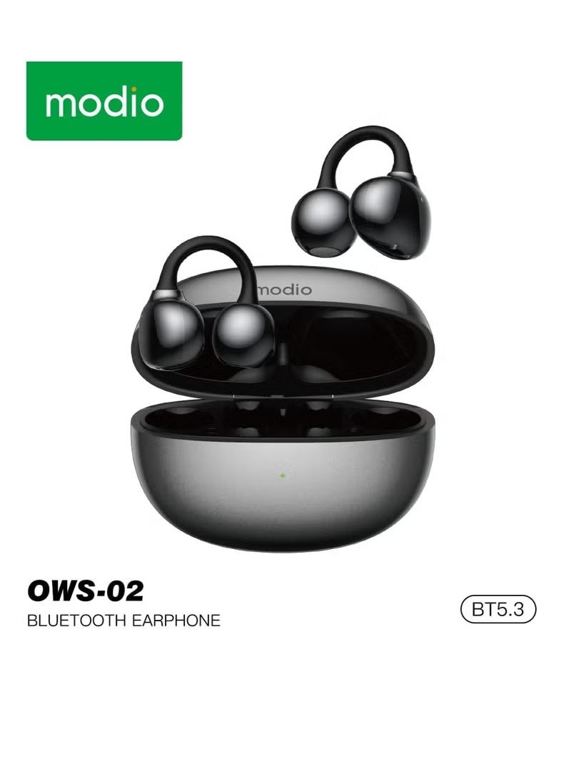 modio OWS-02 earphones with ear clip, Bluetooth, long battery life, comfortable silicone clip suitable for extended use, and Bluetooth 5.3 - Image 2
