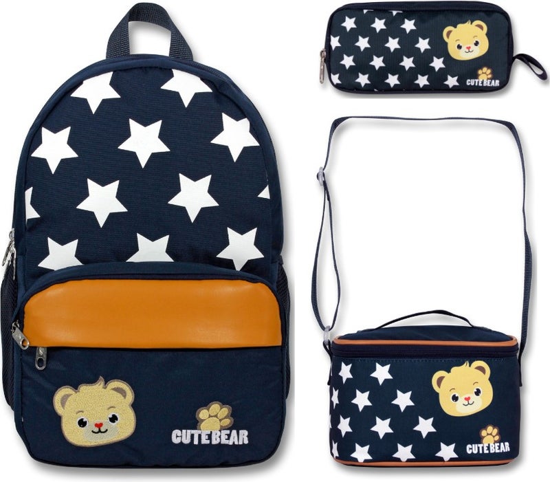 -Ümit Bag Cute Teddy Bear School Bag Lunch Box and Pencil Bag Set