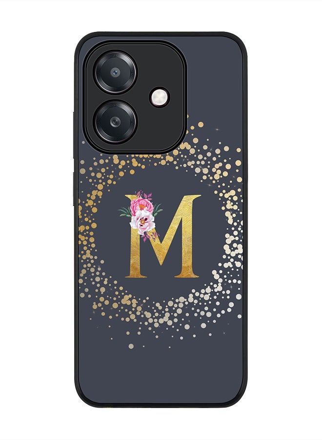 Stylizedd For Oppo A5i Case,Slim fit Camera Protection, Shockproof Thin Phone cover  - Custom Monogram Floral - M  (Grey )