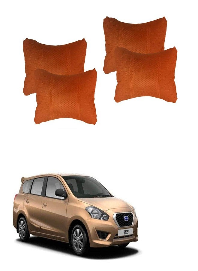 Adroitz Orange Leathertte Material Neck Rest Cushion in Football Design for Car (Pair of 2)_117 - Image 1