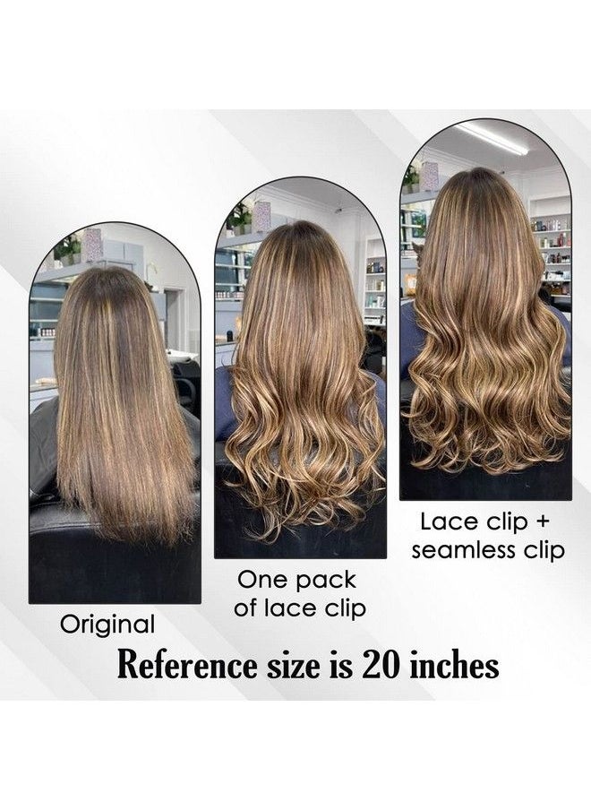 Full Shine - Ombre Hair Extensions Clip In Human Hair Dark Brown Roots Ash Brown Mix Medium Blonde Lace Weft Clip In Hair Extensions Balayage Real Human Hair 3Pcs 60 Grams 18 Inch - Image 1