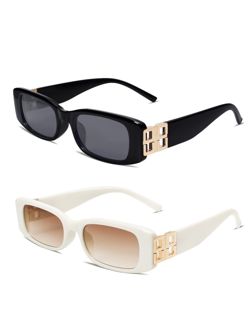 SYOSI Retro Rectangle Sunglasses Women and Men Vintage Small Square Sun Glasses Protection Glasse, UV400 Protection Glasse, Vintage Driving Glasses 90’s Fashion Narrow Square Frame - Image 1