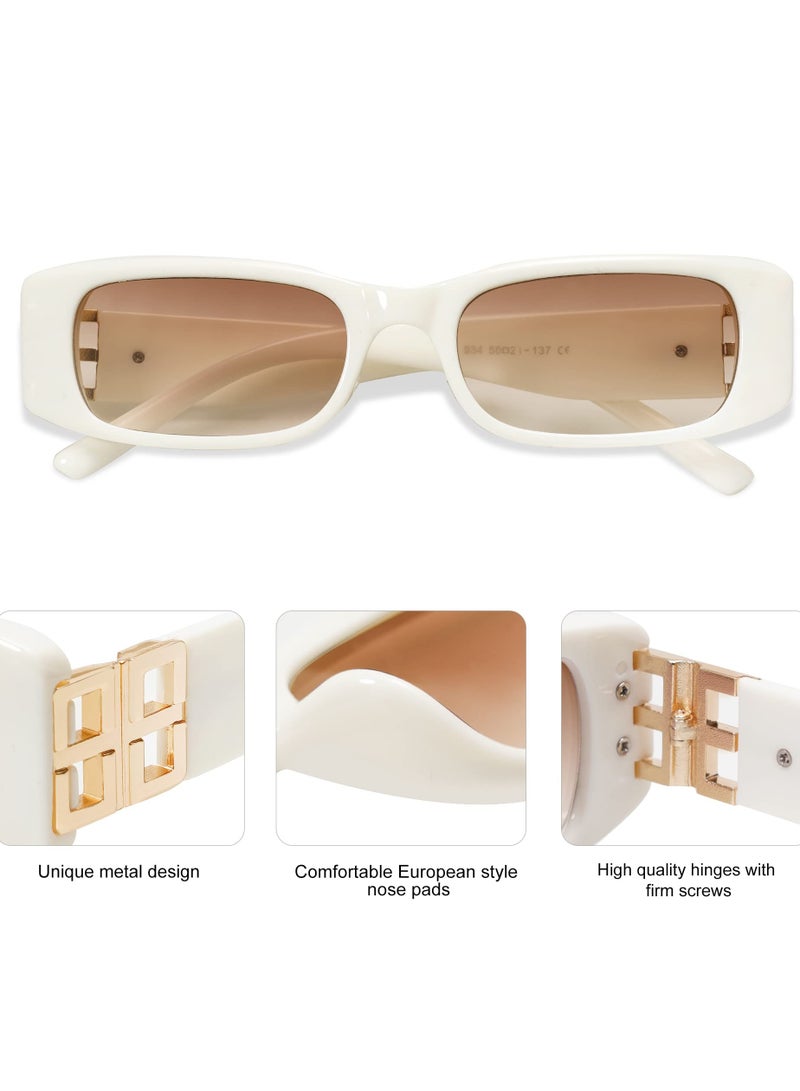 SYOSI Retro Rectangle Sunglasses Women and Men Vintage Small Square Sun Glasses Protection Glasse, UV400 Protection Glasse, Vintage Driving Glasses 90’s Fashion Narrow Square Frame - Image 4