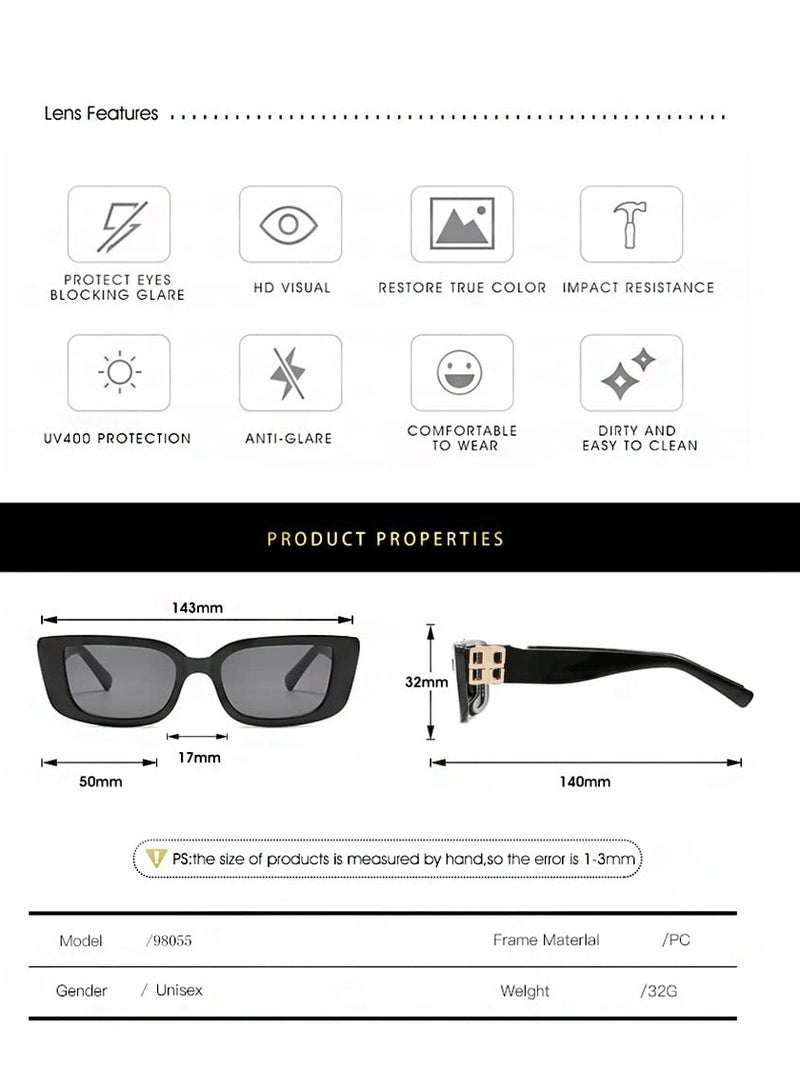 SYOSI Retro Rectangle Sunglasses Women and Men Vintage Small Square Sun Glasses Protection Glasse, UV400 Protection Glasse, Vintage Driving Glasses 90’s Fashion Narrow Square Frame - Image 5