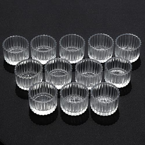 VOHO Clear Tealight Candle Holder Set of 12, Glass Tealight Candle Holders for Wedding Party, Tea Light Candles Holder Bulk for Home Decor(2'' x 1.4'', Clear) - Image 2