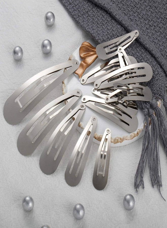 WILLBOND 40 Piece Barrettes Women Snap Hair Clips Women Large Metal Snap Nonslip Hair Clip Accessories, 3.5 Inch, 3.1 Inch, 2.8 Inch, 2.4 Inch, 2 Inch(Silver) - Image 5
