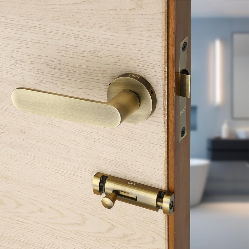 LAPO LAPO Door Lock for Bathroom Door Without Key Door Lock Balcony Without Key Lock for Door Toilet Door Lock for HomeOfficeHotel Antique Finish 3 Years Warranty Ro180  - Image 1