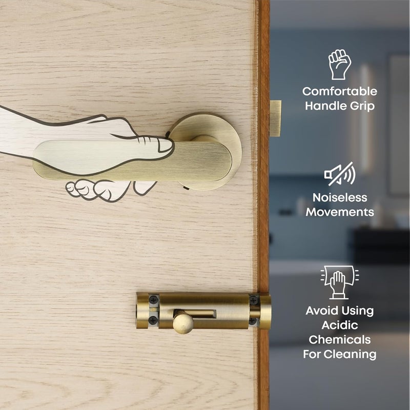 LAPO LAPO Door Lock for Bathroom Door Without Key Door Lock Balcony Without Key Lock for Door Toilet Door Lock for HomeOfficeHotel Antique Finish 3 Years Warranty Ro180  - Image 4